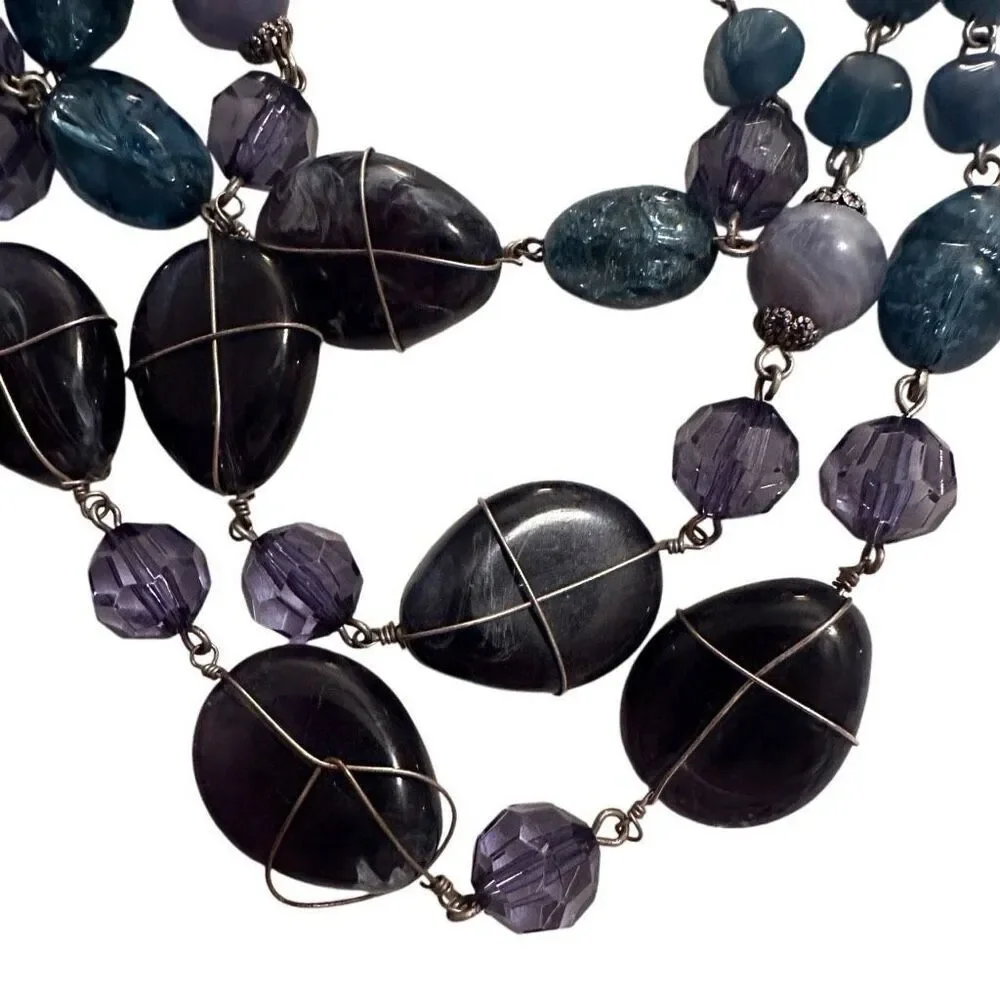 Nordstrom navy stone layered statement necklace